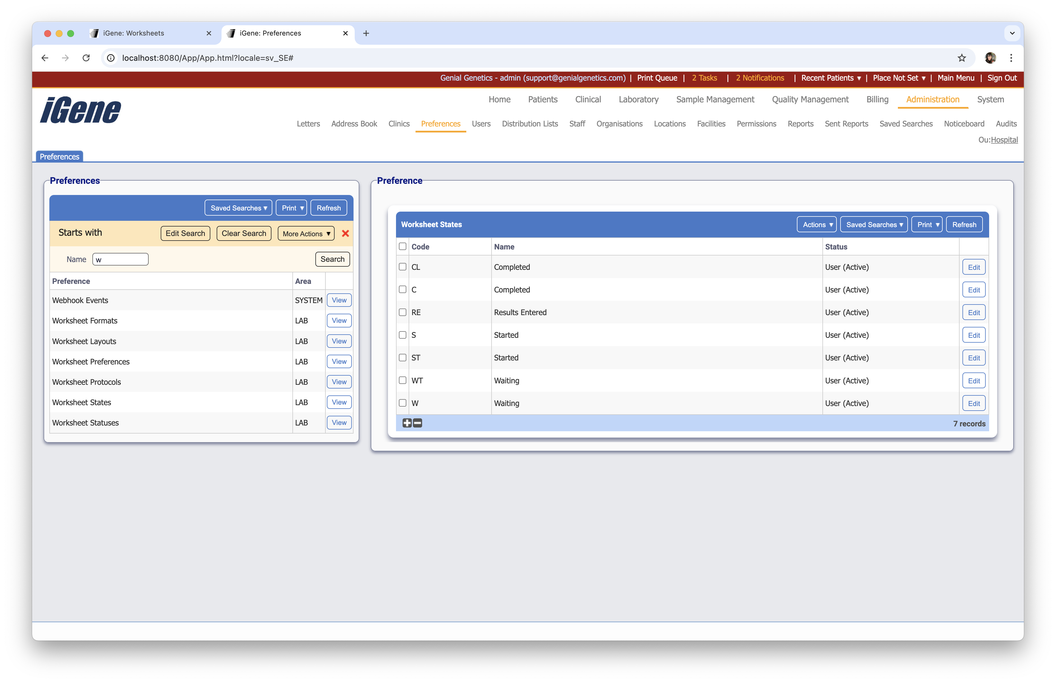 Worksheet States list