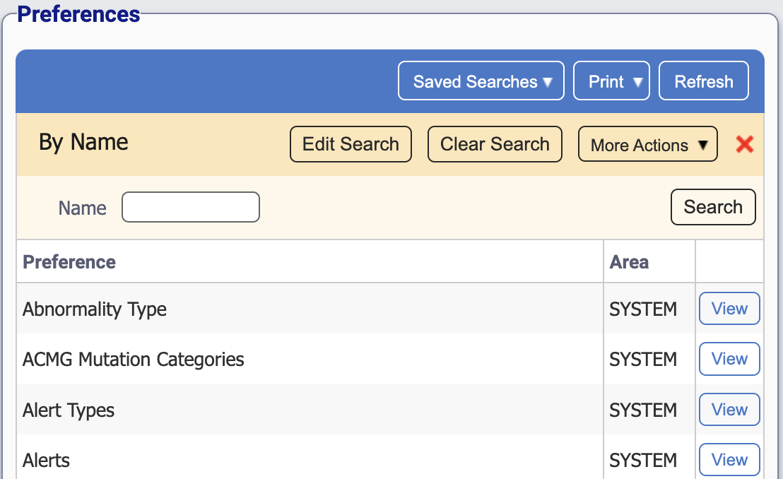The preferences list