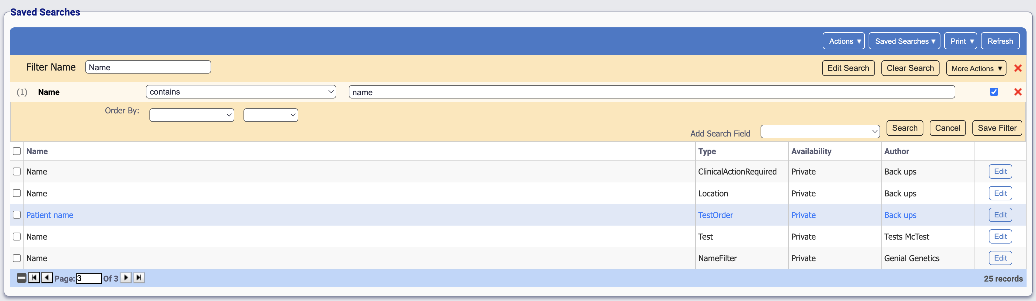 Creating a new saved search