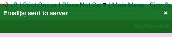 Email sent to server notification message