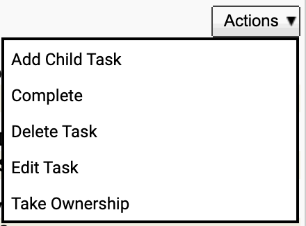 The task window actions menu.