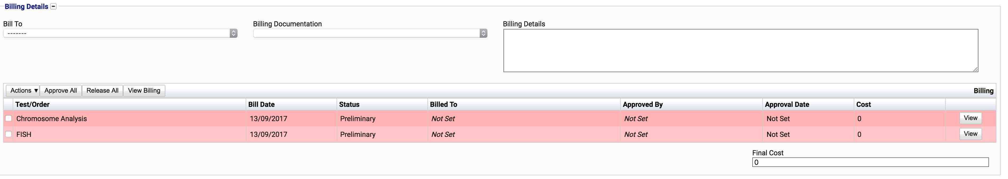 Billing Details