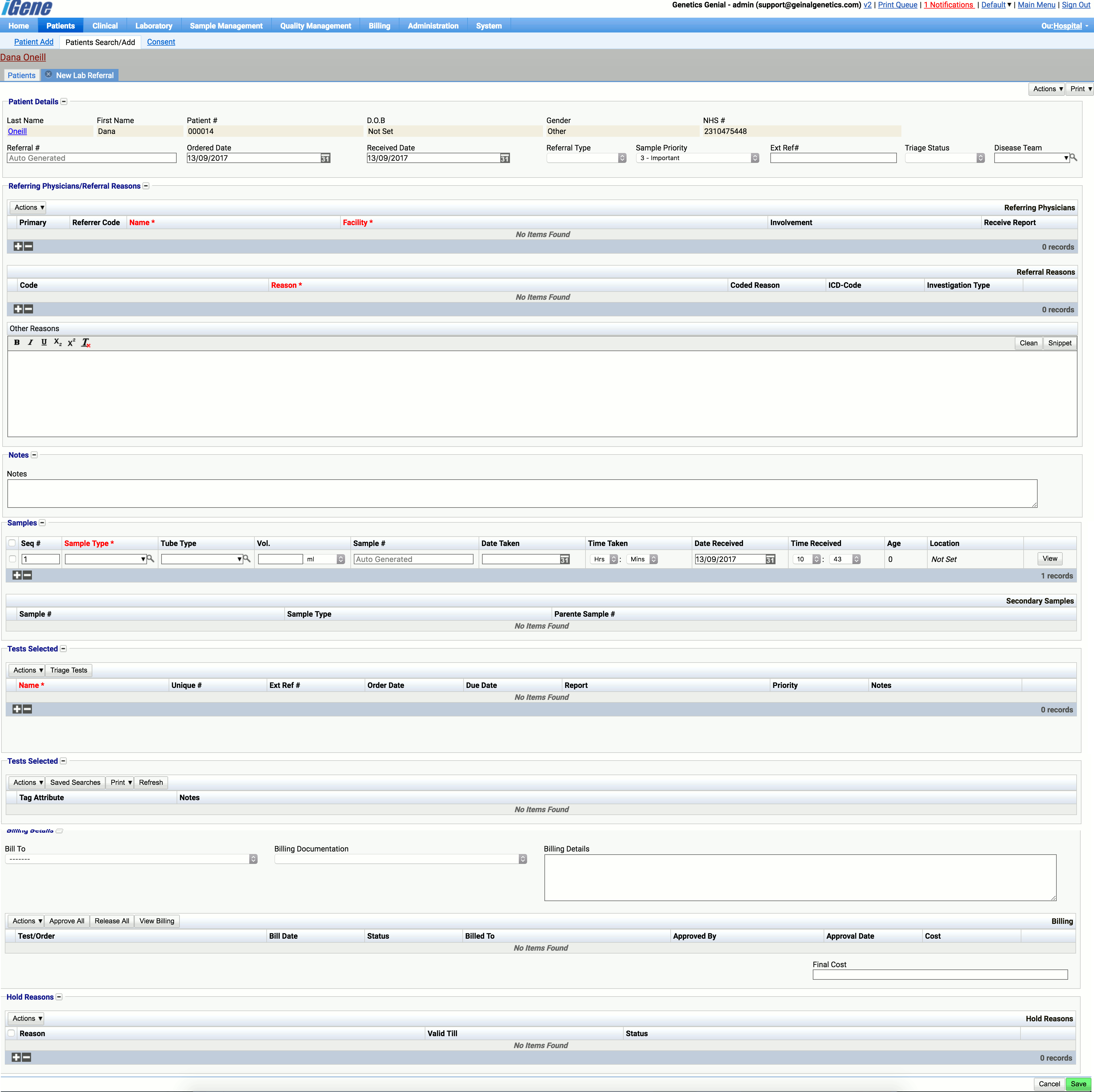 Lab Referral Form