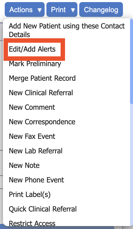 Edit Add Alerts Button