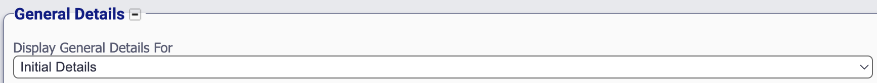 General Details Drop Down List