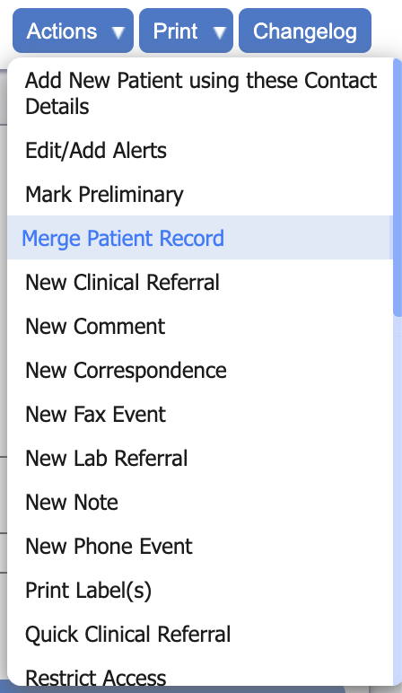 Merge Patient Record Action