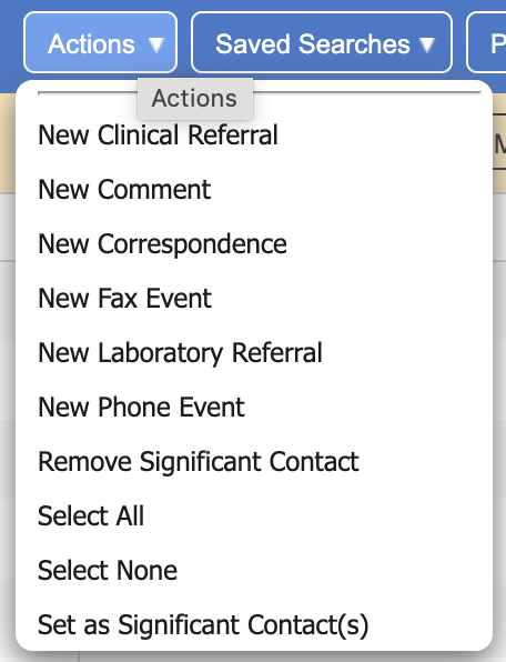 Picture of the Action menu