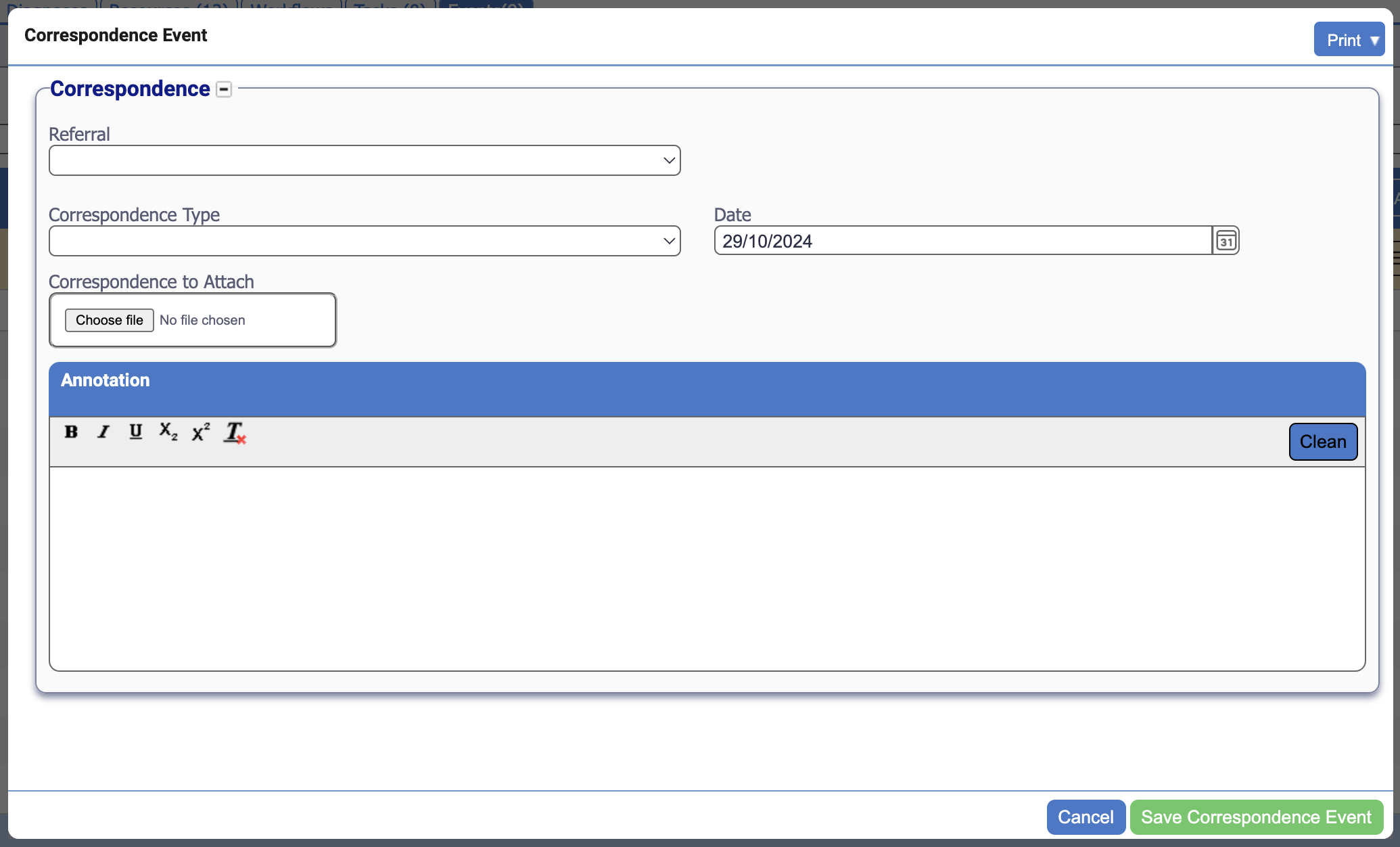 Significant event option