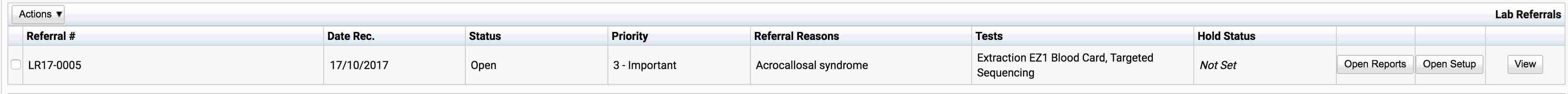 Lab Referrals Table