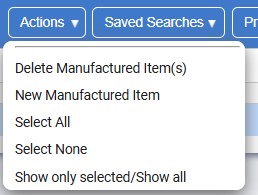 The manufactured item list