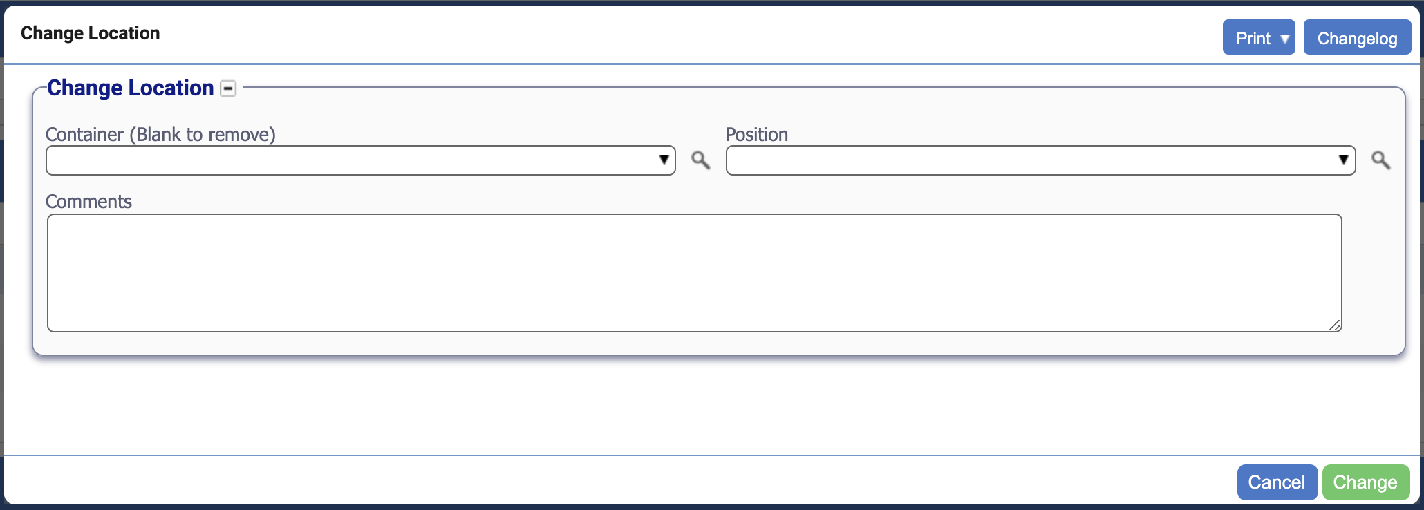 Move Sample Pop-up Screen