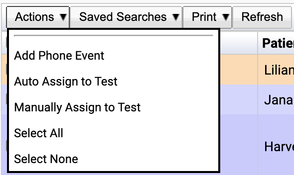The Action Menu on the sample triage page.
