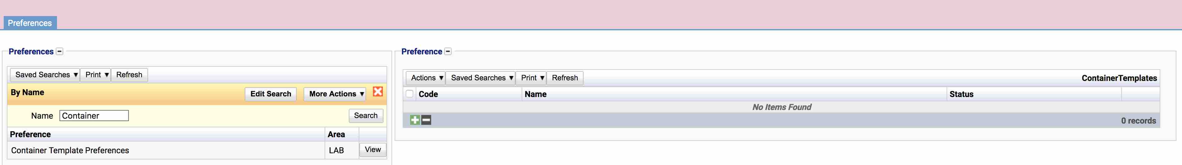 Container Template Preference