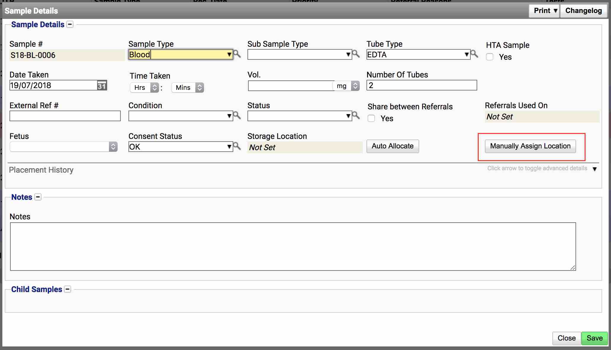 Manually Assign Location