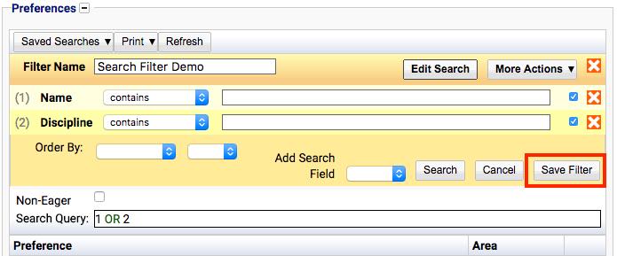 Search Filter Edit Save Advanced Filter