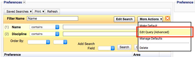 Search Filter Edit Advanced Button