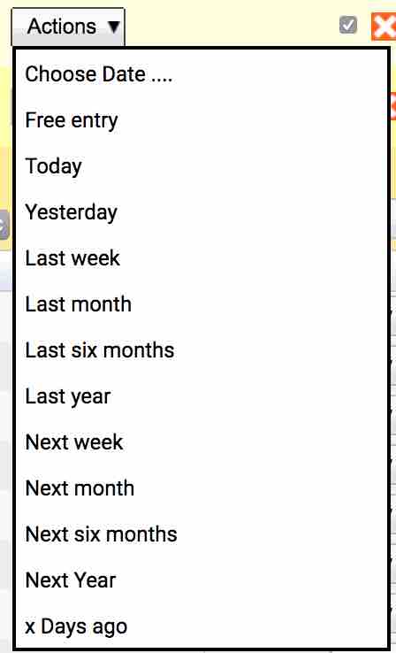 Date Filter Actions Button
