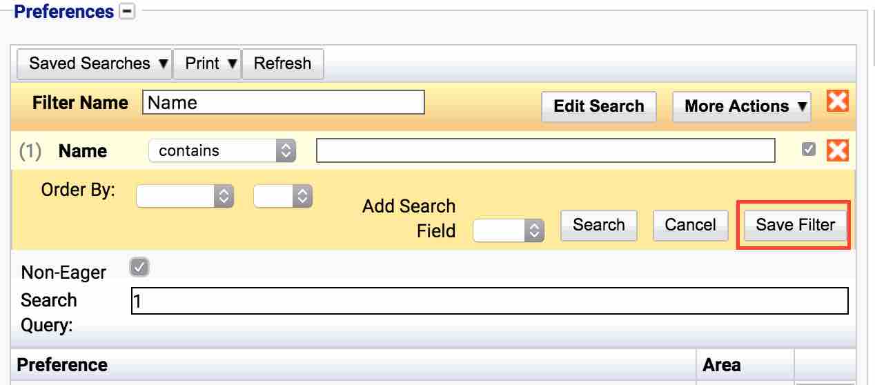 Search Filter Edit Save Advanced Filter