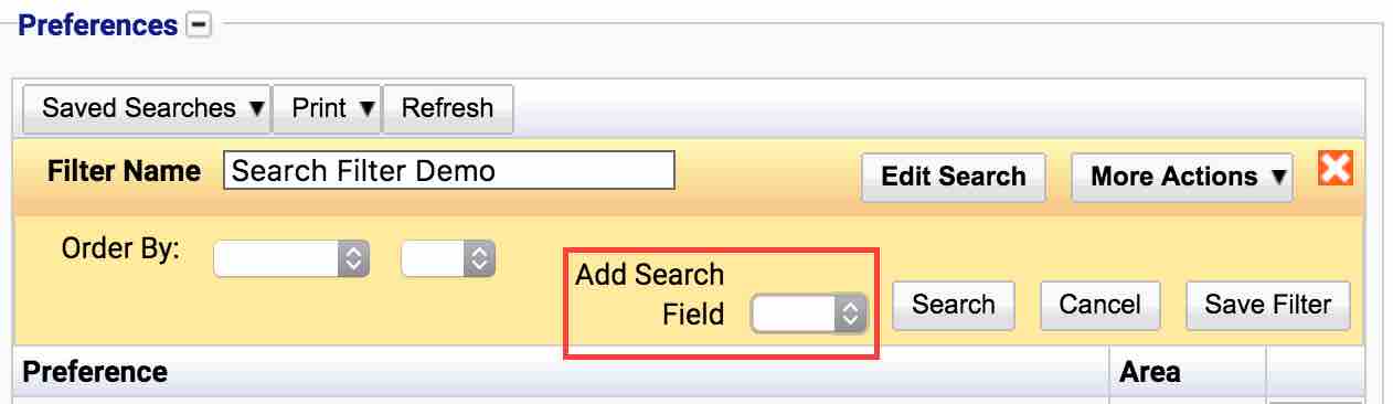 Search Filter Fields