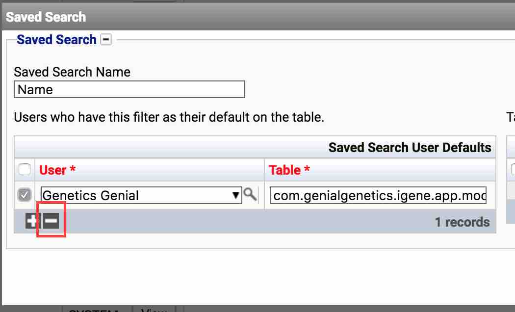 Search Filter Delete Default
