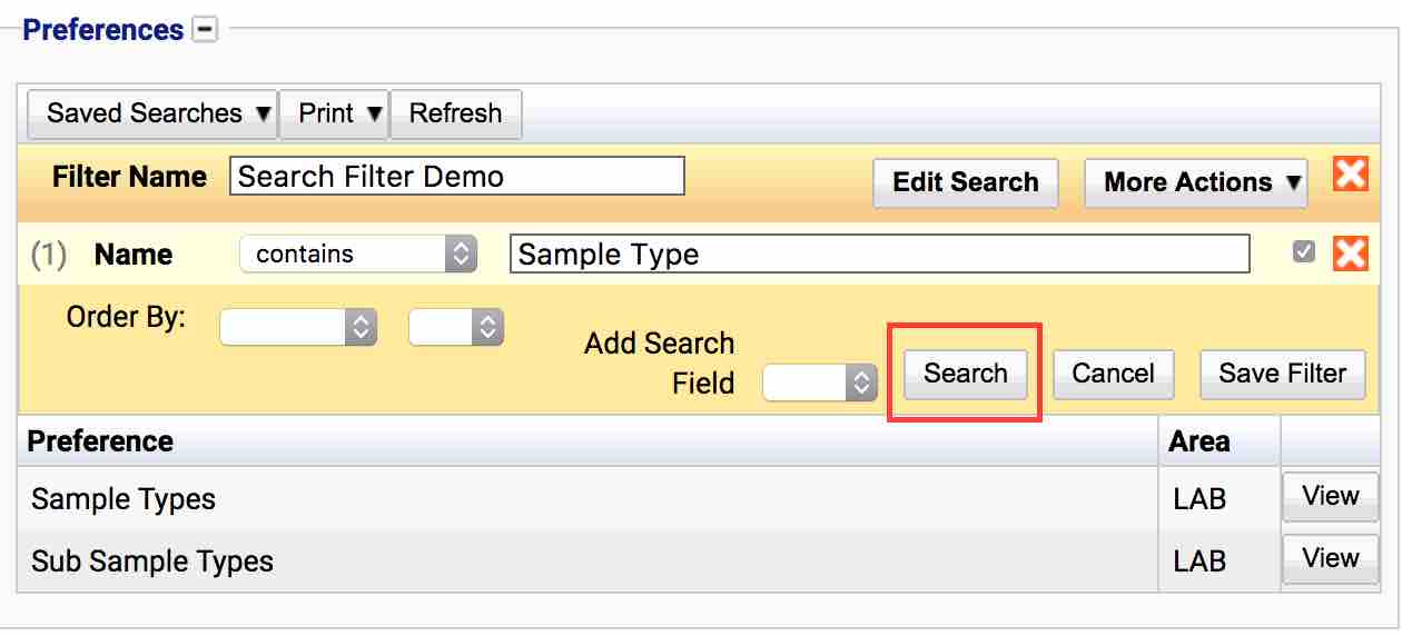 Search Filter Search
