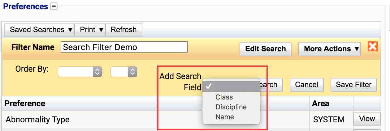 Search Filter Select Field