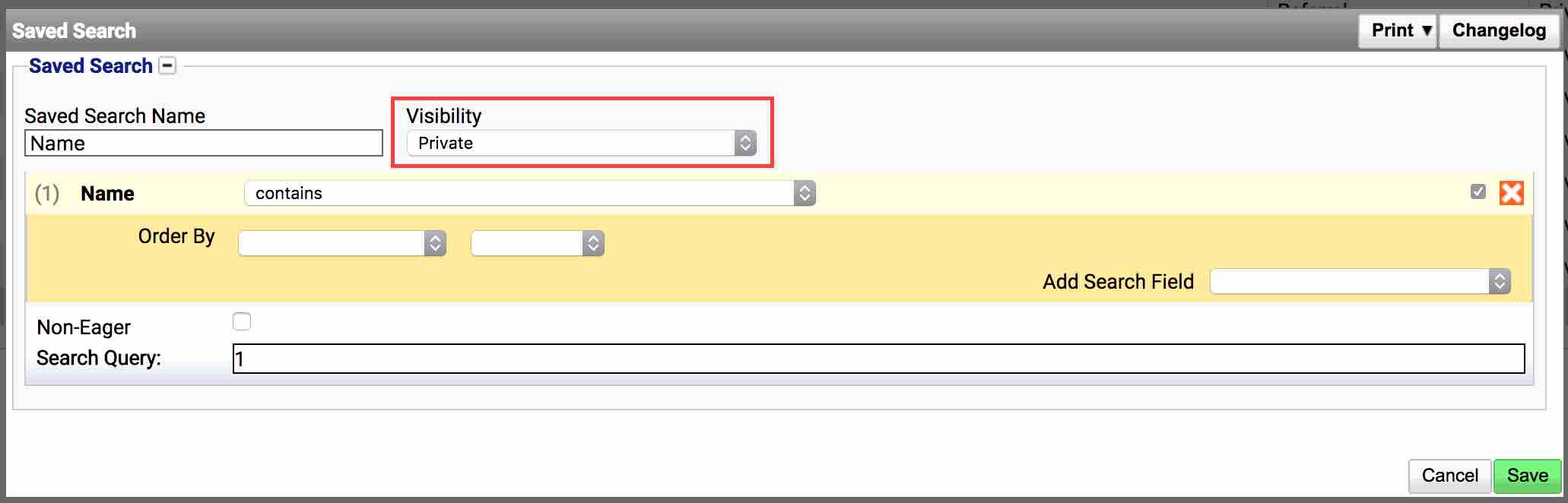 Search Filter Screen Visibility