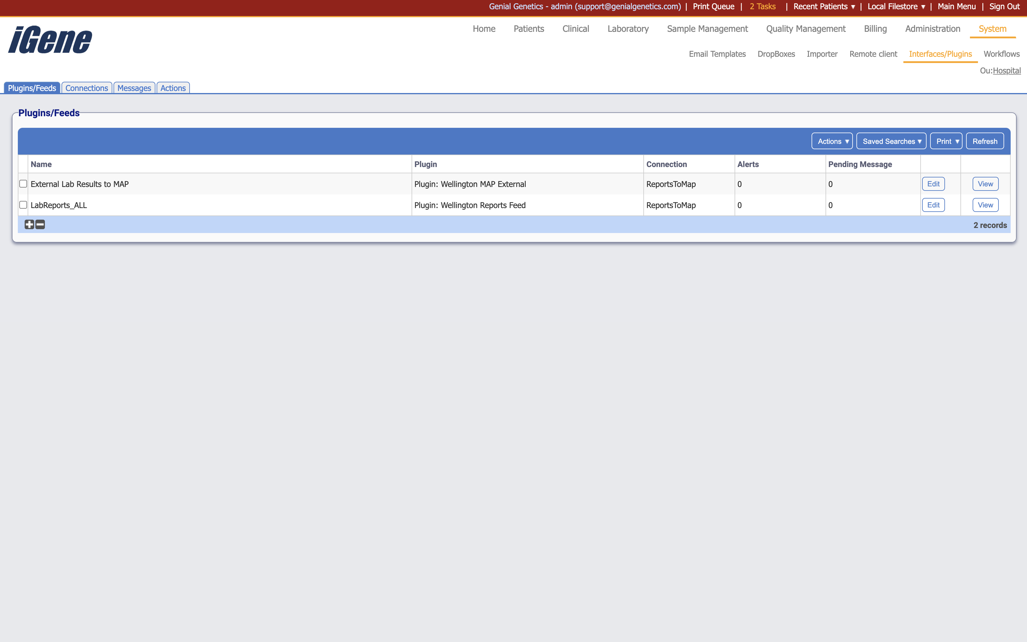 The interfaces/plugins list